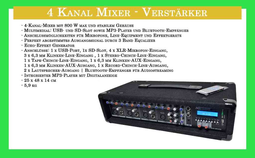 4-Kanal Mixer-Verstärker